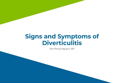 Signs and Symptoms of Diverticulitis