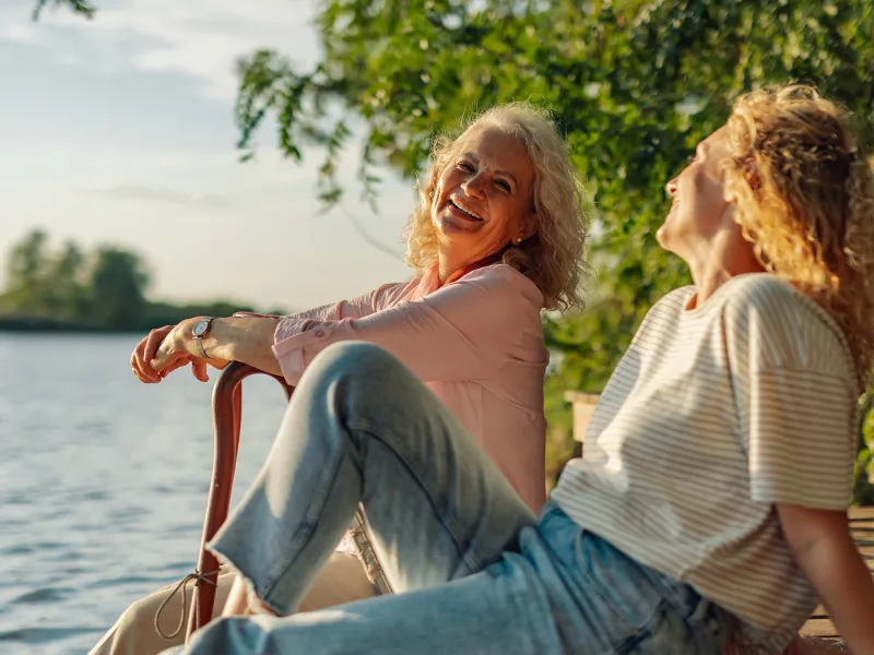 Two adult women in nature